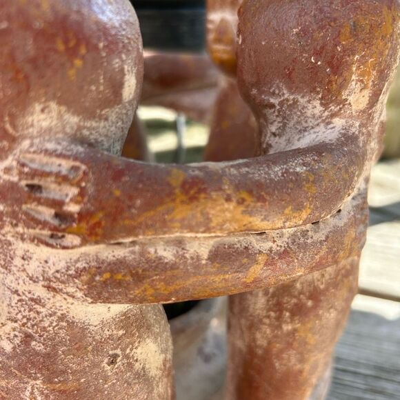 Vintage Terracotta Brown Circle of Friends Candle Holder Sculpture - Picture 15 of 16